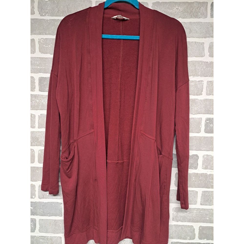 Soma Wknd Red Lounge Cardigan Pockets Rayon Open Front‎ Soft Sweater Size  Small